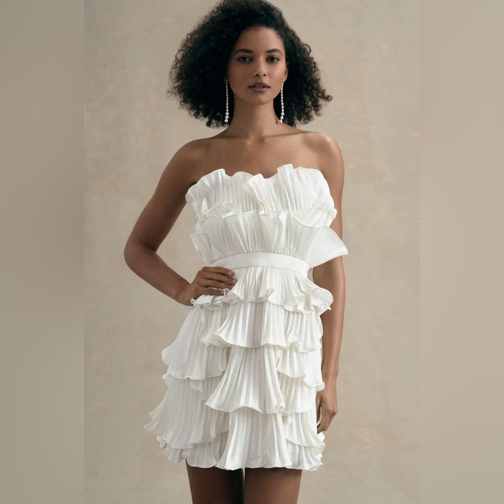 AMUR White Ruffle Mini Dress - Picture 6 of 13